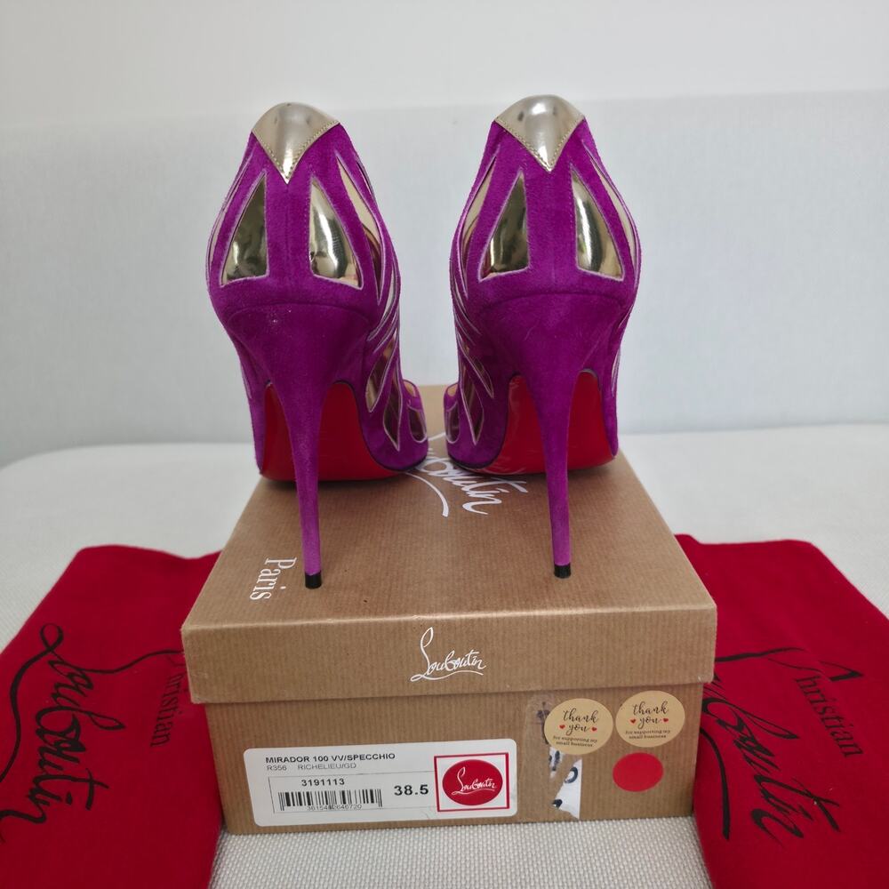 Christian Louboutin Suede Cutout Mirador Pumps Size 8.5 US / 38.5 EU - Picture 9 of 10